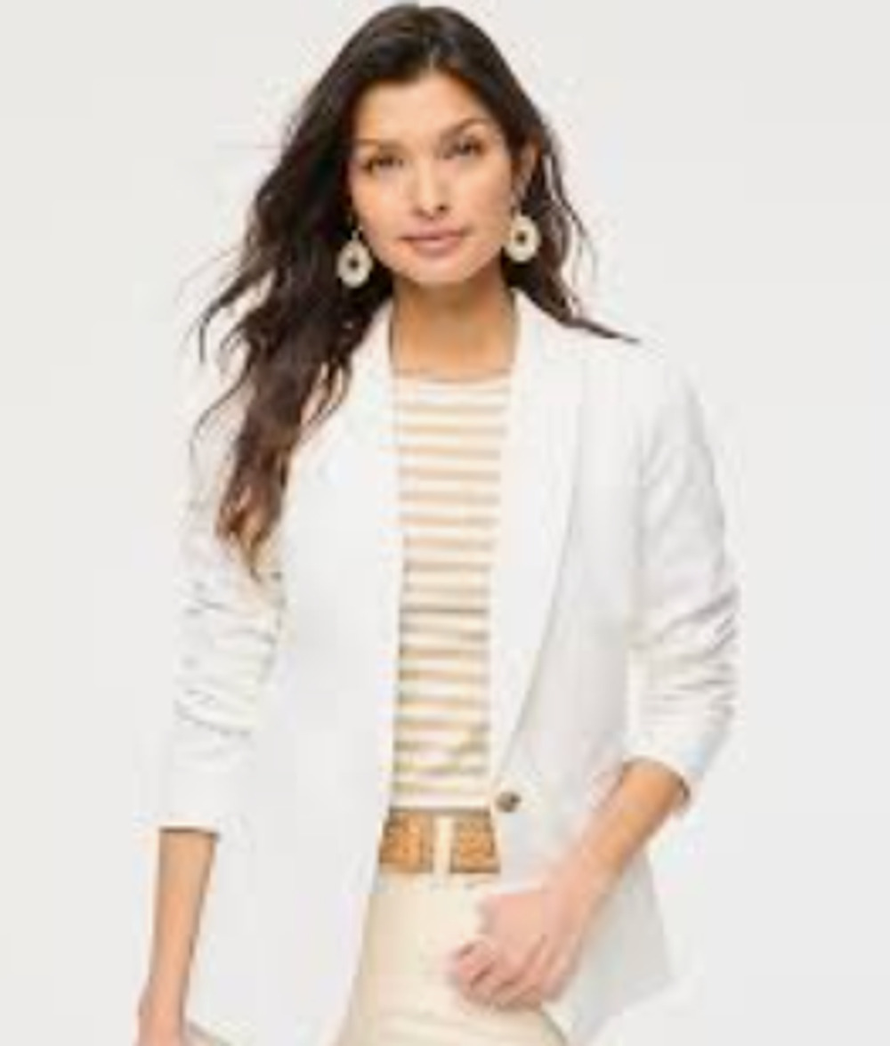 J.CREW Women's Holland Blazer Size 8 White One-Button Linen-blend AL222 NWT